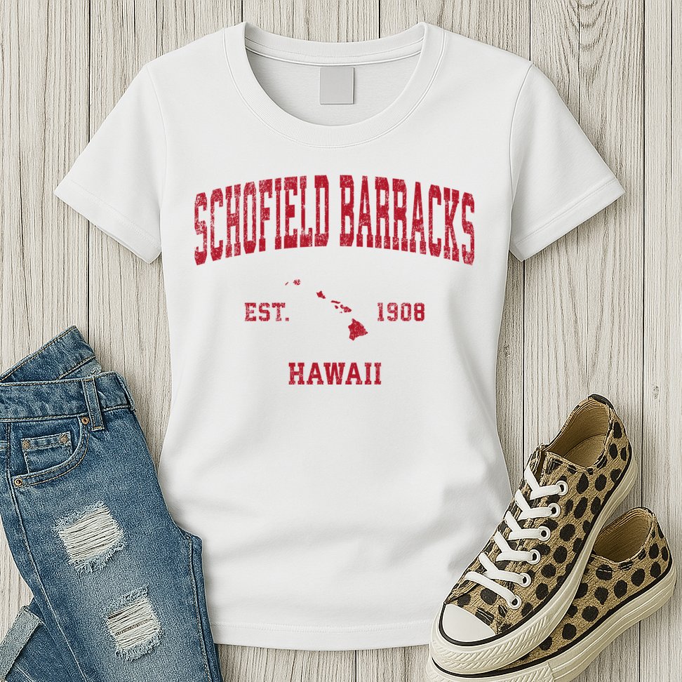 Schofield Barracks Hawaii Hi Vintage Sports Womens T-Shirt