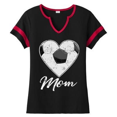 Soccer Ball Heart Mom Fan Gifts Idea Mothrer Sport Lover Ladies Halftime Notch Neck Tee