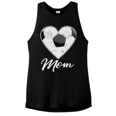 Soccer Ball Heart Mom Fan Gifts Idea Mothrer Sport Lover Ladies PosiCharge Tri-Blend Wicking Tank