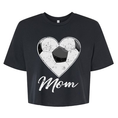 Soccer Ball Heart Mom Fan Gifts Idea Mothrer Sport Lover Bella+Canvas Jersey Crop Tee