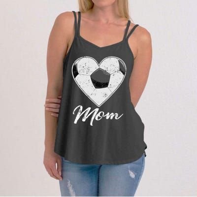 Soccer Ball Heart Mom Fan Gifts Idea Mothrer Sport Lover Women's Strappy Tank