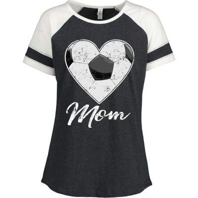 Soccer Ball Heart Mom Fan Gifts Idea Mothrer Sport Lover Enza Ladies Jersey Colorblock Tee