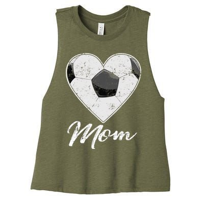 Soccer Ball Heart Mom Fan Gifts Idea Mothrer Sport Lover Women's Racerback Cropped Tank