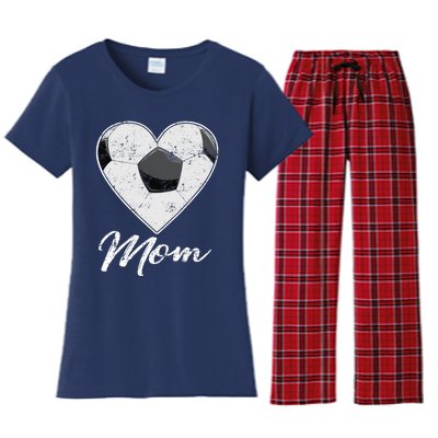 Soccer Ball Heart Mom Fan Gifts Idea Mothrer Sport Lover Women's Flannel Pajama Set