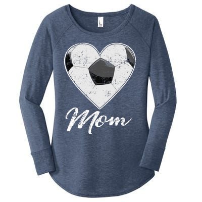 Soccer Ball Heart Mom Fan Gifts Idea Mothrer Sport Lover Women's Perfect Tri Tunic Long Sleeve Shirt