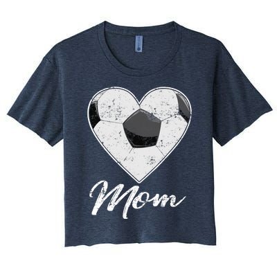 Soccer Ball Heart Mom Fan Gifts Idea Mothrer Sport Lover Women's Crop Top Tee