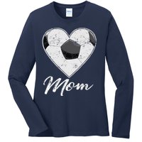 Soccer Ball Heart Mom Fan Gifts Idea Mothrer Sport Lover Ladies Long Sleeve Shirt