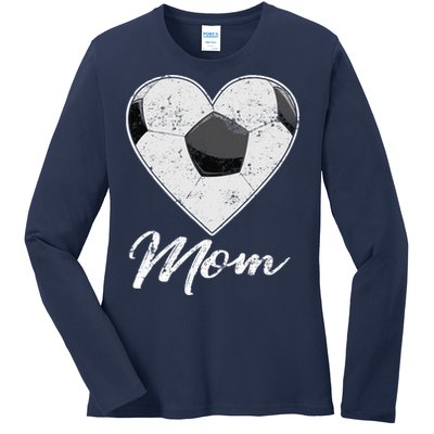 Soccer Ball Heart Mom Fan Gifts Idea Mothrer Sport Lover Ladies Long Sleeve Shirt