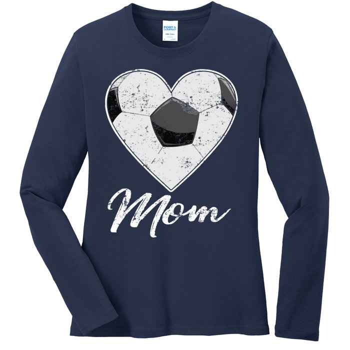 Soccer Ball Heart Mom Fan Gifts Idea Mothrer Sport Lover Ladies Long Sleeve Shirt