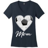 Soccer Ball Heart Mom Fan Gifts Idea Mothrer Sport Lover Women's V-Neck T-Shirt