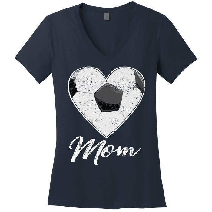 Soccer Ball Heart Mom Fan Gifts Idea Mothrer Sport Lover Women's V-Neck T-Shirt