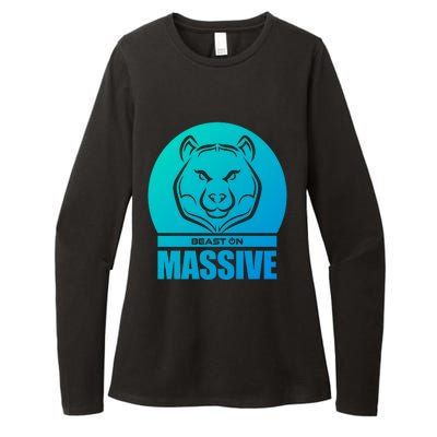 Solid Bear Head Beast Grey Gym Fitness Bodybuilding Training Gift Womens CVC Long Sleeve Shirt