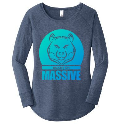 Solid Bear Head Beast Grey Gym Fitness Bodybuilding Training Gift Women's Perfect Tri Tunic Long Sleeve Shirt