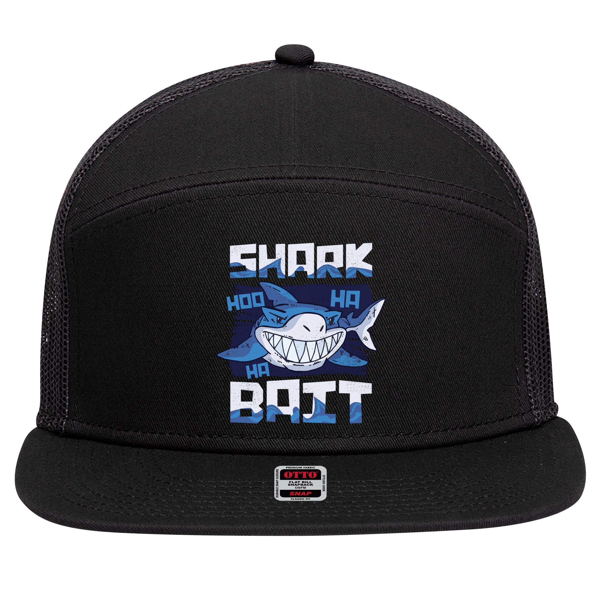 Shark Bait Hoo Ha Ha Funny Funny Shark Of Week Funny Gift 7 Panel Mesh Trucker Snapback Hat