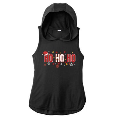 SantaS Big Ho Ho Ho And His Hat Christmas Ladies PosiCharge Tri-Blend Wicking Draft Hoodie Tank