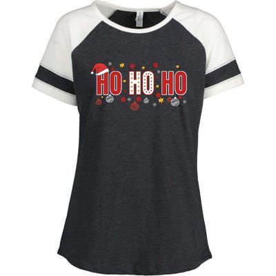 SantaS Big Ho Ho Ho And His Hat Christmas Enza Ladies Jersey Colorblock Tee