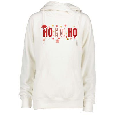 SantaS Big Ho Ho Ho And His Hat Christmas Womens Funnel Neck Pullover Hood