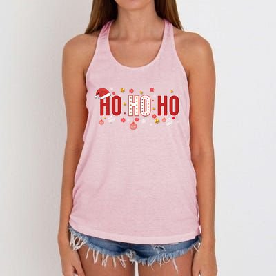 SantaS Big Ho Ho Ho And His Hat Christmas Women's Knotted Racerback Tank