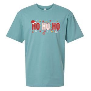 SantaS Big Ho Ho Ho And His Hat Christmas Sueded Cloud Jersey T-Shirt