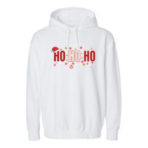 SantaS Big Ho Ho Ho And His Hat Christmas Garment-Dyed Fleece Hoodie