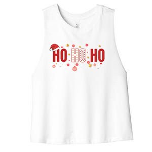 SantaS Big Ho Ho Ho And His Hat Christmas Women's Racerback Cropped Tank