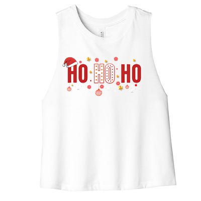 SantaS Big Ho Ho Ho And His Hat Christmas Women's Racerback Cropped Tank