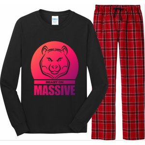 Solid Bear Head Beast Grey Gym Fitness Bodybuilding Training Gift Long Sleeve Pajama Set