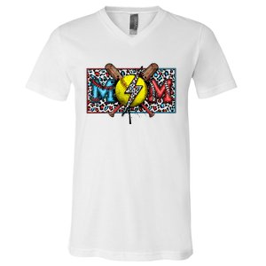 Softball Ball Happy Grandma Mother's Day V-Neck T-Shirt