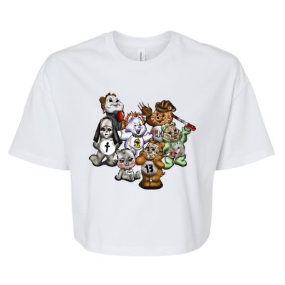 Scare Bears Halloween Creepy Bella+Canvas Jersey Crop Tee