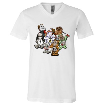 Scare Bears Halloween Creepy V-Neck T-Shirt