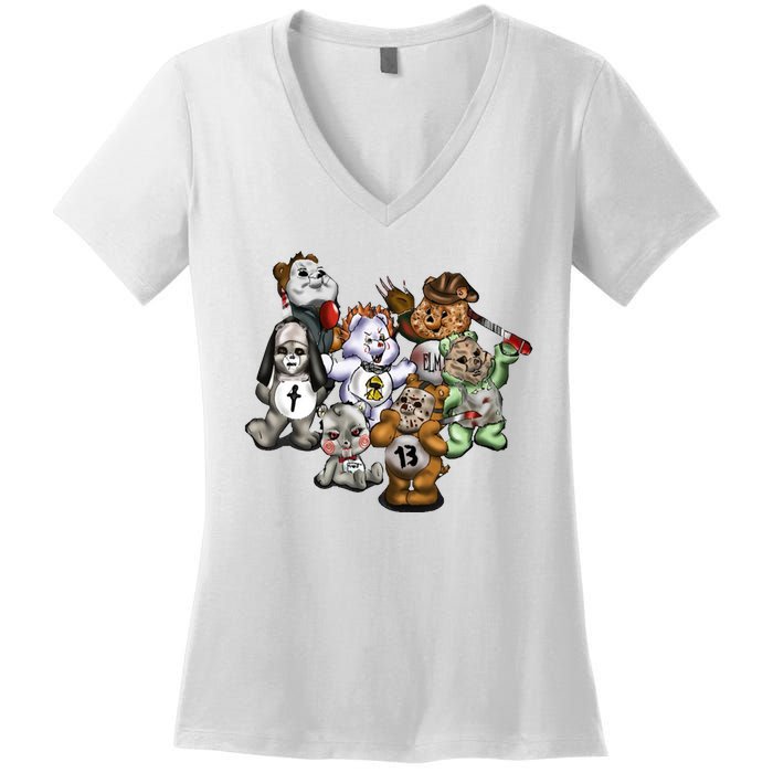 Scare Bears Halloween Creepy Women's V-Neck T-Shirt