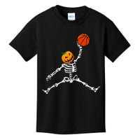 Skeleton Basketball Halloween Pumpkin Slam Dunk Kids T-Shirt