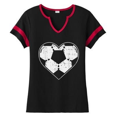 Soccer Ball Heart Sport Football Player Gift Lover Boy Ladies Halftime Notch Neck Tee