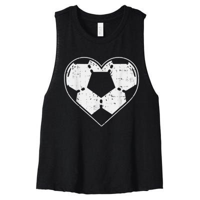 Soccer Ball Heart Sport Football Player Gift Lover Boy Women's Racerback Cropped Tank