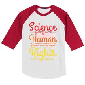 Science Blm Hu Rights Black Lives Pride Kindness Gift Kids Colorblock Raglan Jersey