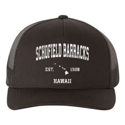 Schofield Barracks Hawaii Hi Vintage Established Sports Design Yupoong Adult 5-Panel Trucker Hat