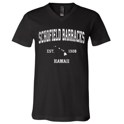 Schofield Barracks Hawaii Hi Vintage Established Sports Design V-Neck T-Shirt
