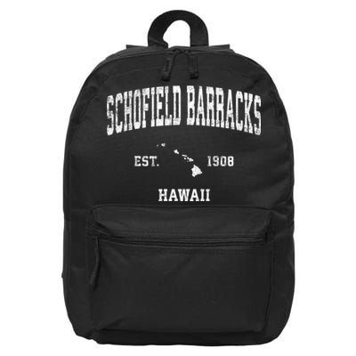 Schofield Barracks Hawaii Hi Vintage Established Sports Design 16 in Basic Backpack