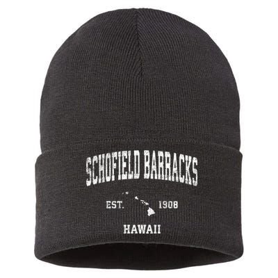 Schofield Barracks Hawaii Hi Vintage Established Sports Design Sustainable Knit Beanie