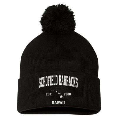 Schofield Barracks Hawaii Hi Vintage Established Sports Design Pom Pom 12in Knit Beanie