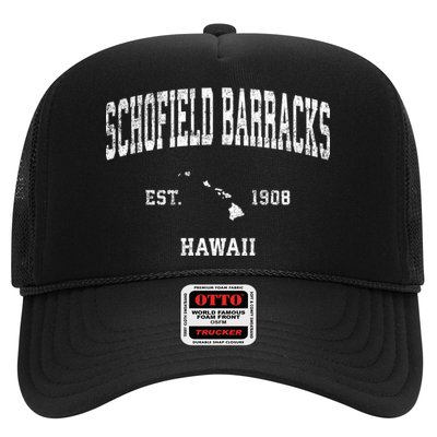 Schofield Barracks Hawaii Hi Vintage Established Sports Design Trucker Hat