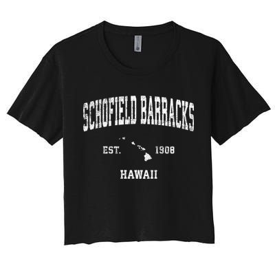 Schofield Barracks Hawaii Hi Vintage Established Sports Design Crop Top