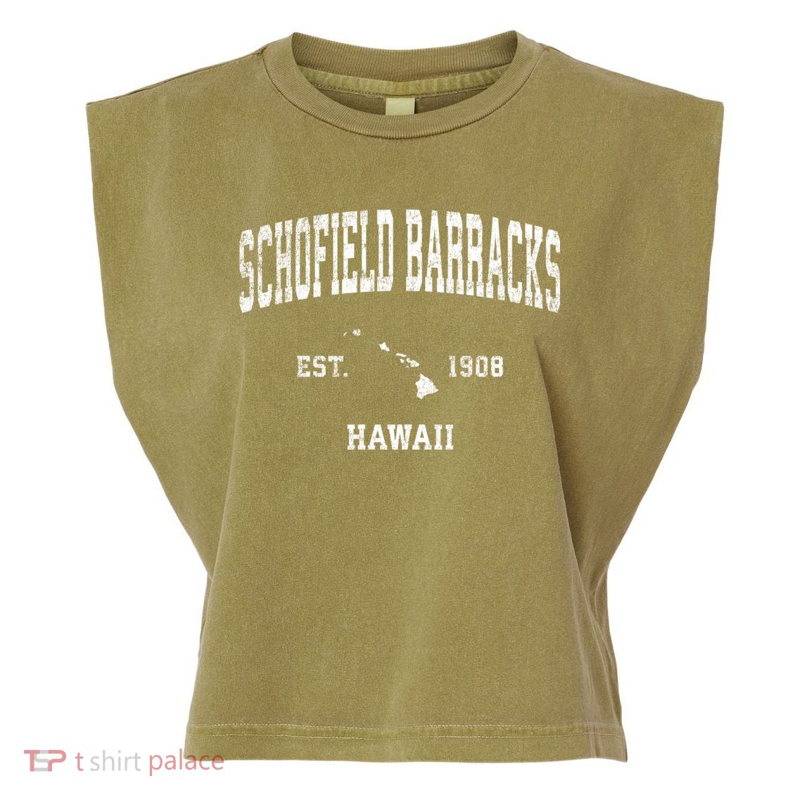 Schofield Barracks Hawaii Hi Vintage Established Sports Design Garment-Dyed Women's Muscle Tee