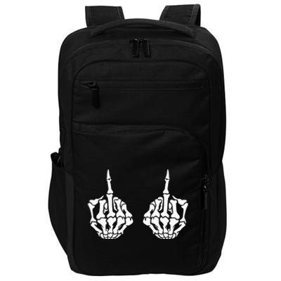 Skeleton Bones Hands Middle Finger Rude Funny Sarcastic Impact Tech Backpack