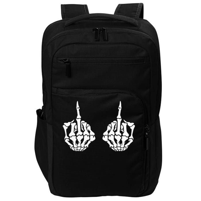 Skeleton Bones Hands Middle Finger Rude Funny Sarcastic Impact Tech Backpack