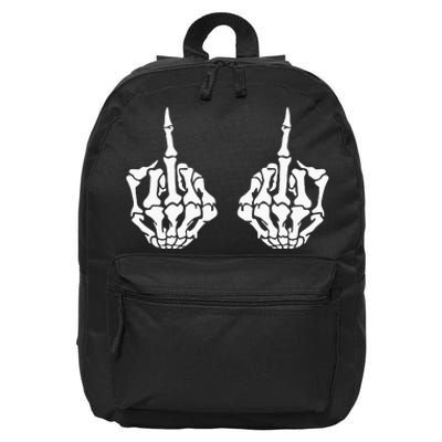 Skeleton Bones Hands Middle Finger Rude Funny Sarcastic 16 in Basic Backpack