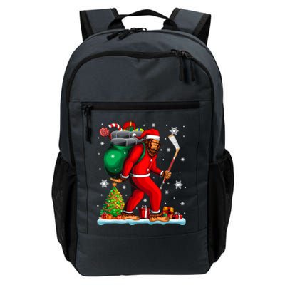 Santa Bigfoot Holding Hockey Equipt Xmas Player Lover Gift Daily Commute Backpack