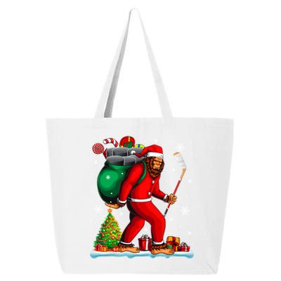 Santa Bigfoot Holding Hockey Equipt Xmas Player Lover Gift 25L Jumbo Tote