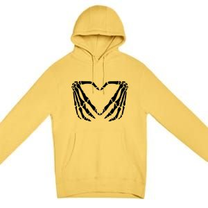 Skeleton Bones Hands Love Heart Hand Sign Gesture Cute Gift Premium Pullover Hoodie