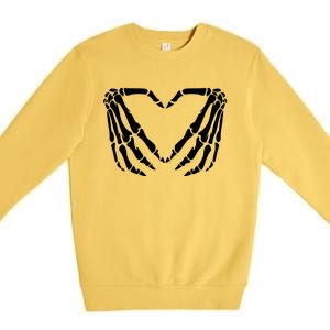 Skeleton Bones Hands Love Heart Hand Sign Gesture Cute Gift Premium Crewneck Sweatshirt